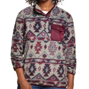 Weatherproof Women's Aztec Printed Plush Fleece Pullover Size M